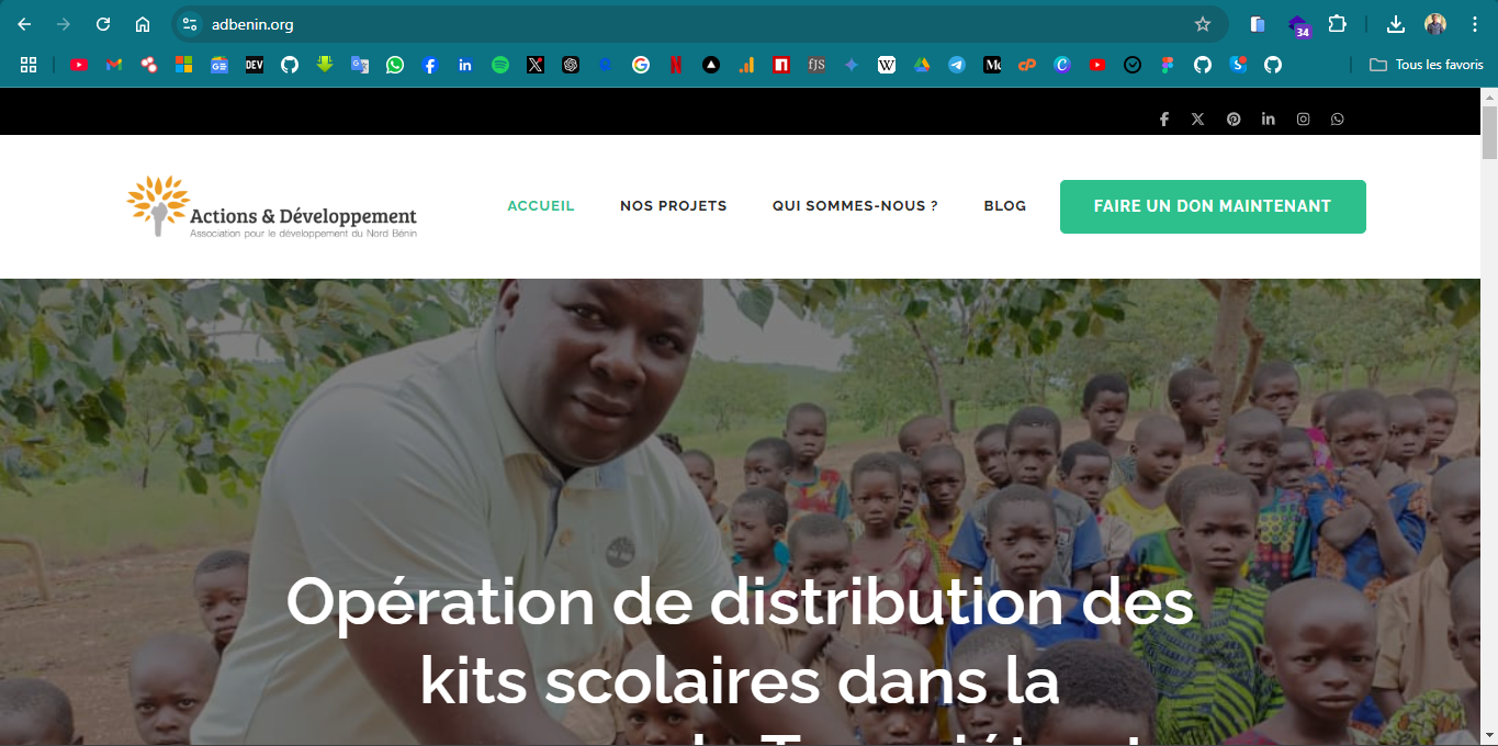 Site web de l'ONG Actions & Développement